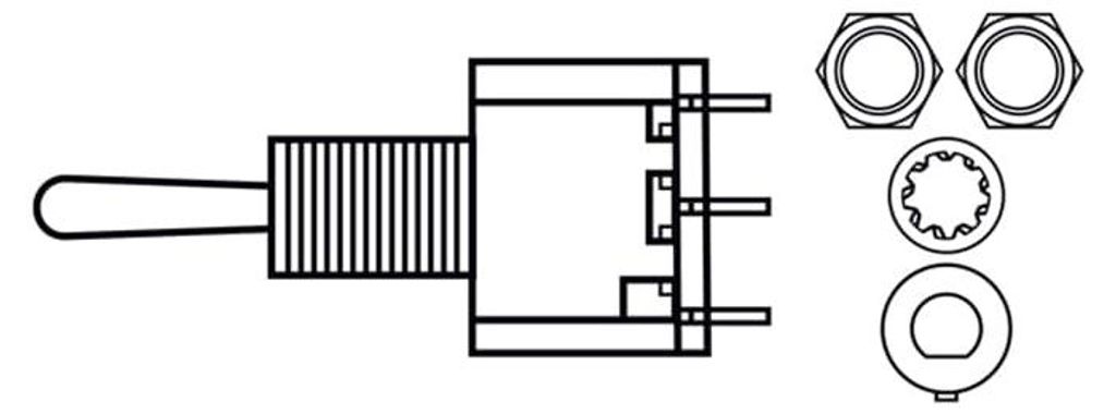 DiMarzio DPDT Mini Switch - 3 Position (On/Off/On) EP1107