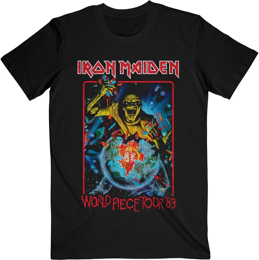 Iron Maiden - "World Piece Tour ́84 V.1." T-Shirt für Herren/Damen Uni RO999 (S) (Schwarz)