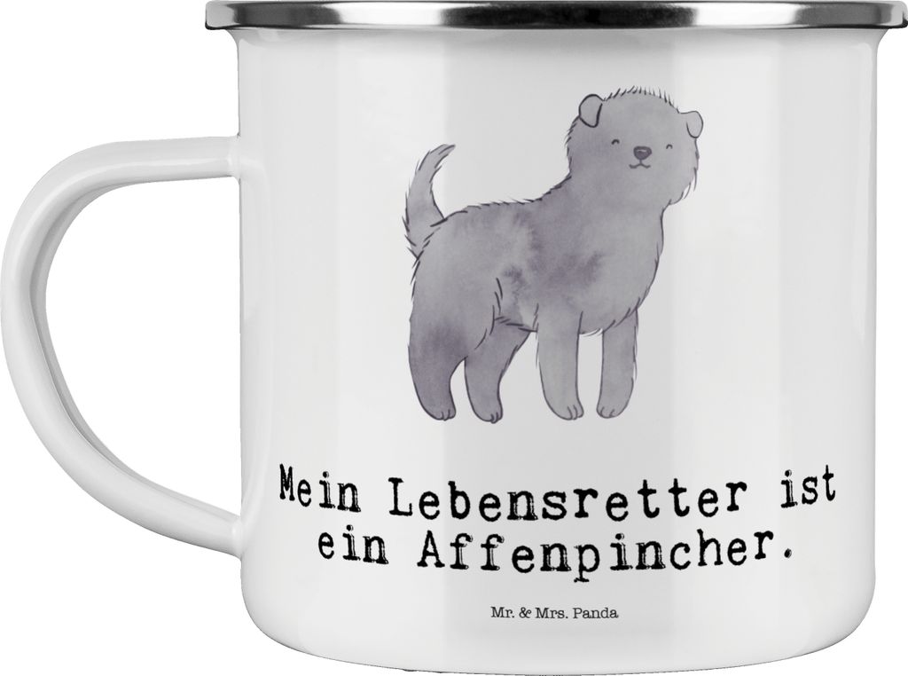 Mr. & Mrs. Panda metallbecher Affenpincher Lebensretter - Weiß - Geschenk, Teebecher, Emaille Tasse, Pott, Teetasse, Becher, Emailletasse