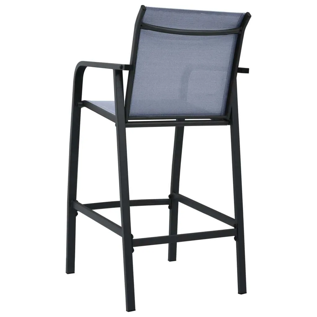 Lot de 2 Tabourets de bar extérieurs Gris avec Assise en Textilène - 5