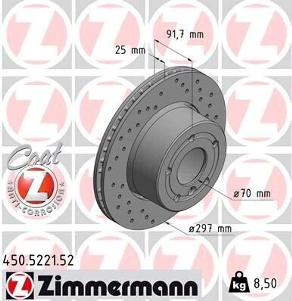 ZIMMERMANN 450.5221.52 - Bremsscheibe für Discovery II (L318)