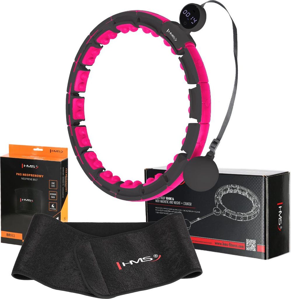 Set Hula Hoop + Schlankheits-Taillenband - Schwarz/Rosa