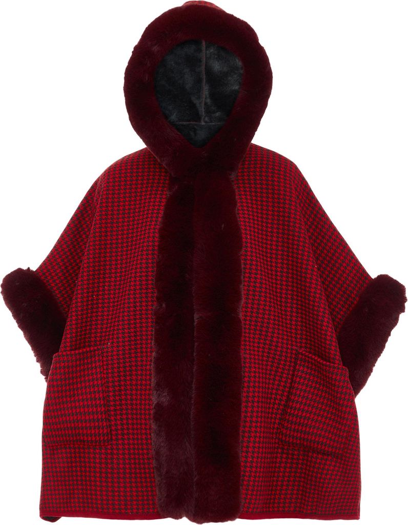 FRAULLY damen strickponcho - rot, M