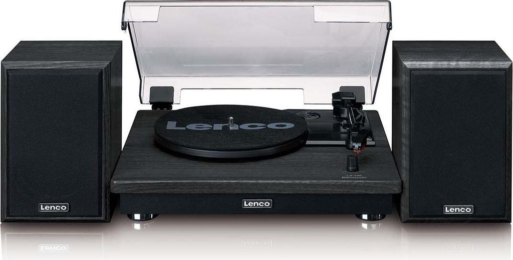 Lenco LS-100BK - Plattenspieler mit Bluetooth Empfang und zwei externen Lautsprechern