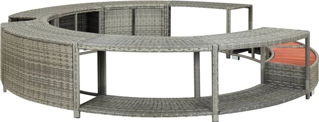 Whirlpool-Umrandung Grau Poly Rattan