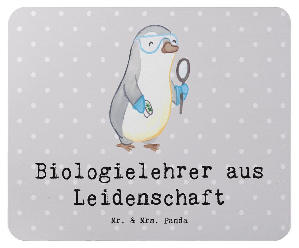 Mr. & Mrs. Panda Mousepad Biologielehrer Leidenschaft - Grau Pastell - Geschenk, Mauspad, Spruch, mausteppich, Biologie, laptop, Grundschule, Mouse...