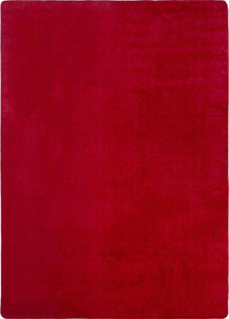 Teppich Kurzflor Unifarben Polyester Antirutsch Wohnzimmer Rot Rund 200x200 | Kadima Design