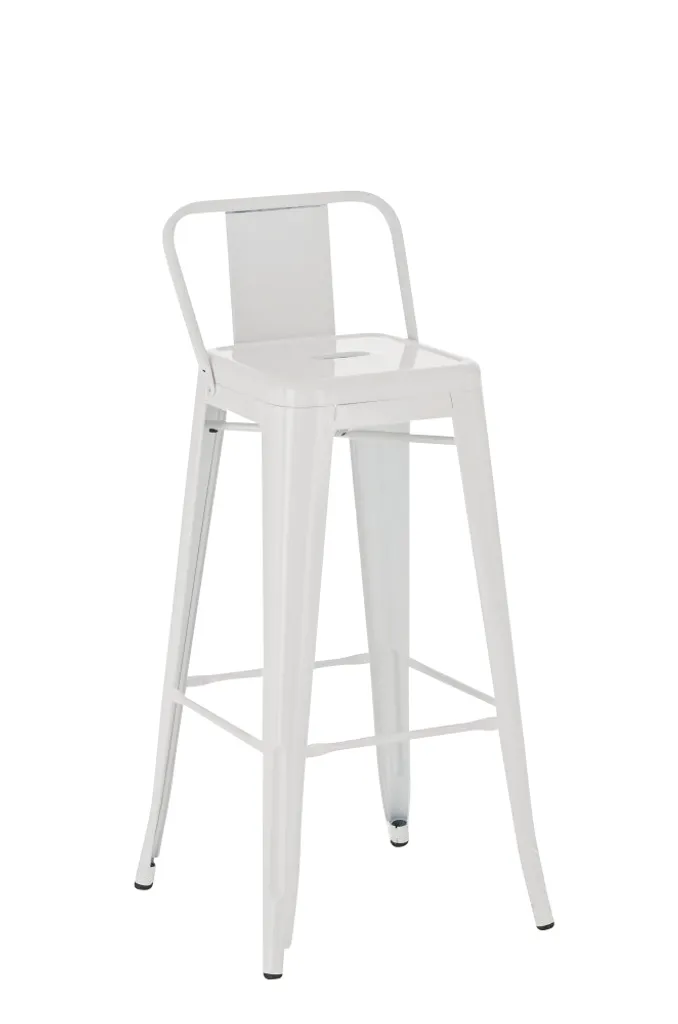 Sgabello Bar CLP Mason Bianco Stile Industriale - Metallo con Schienale
