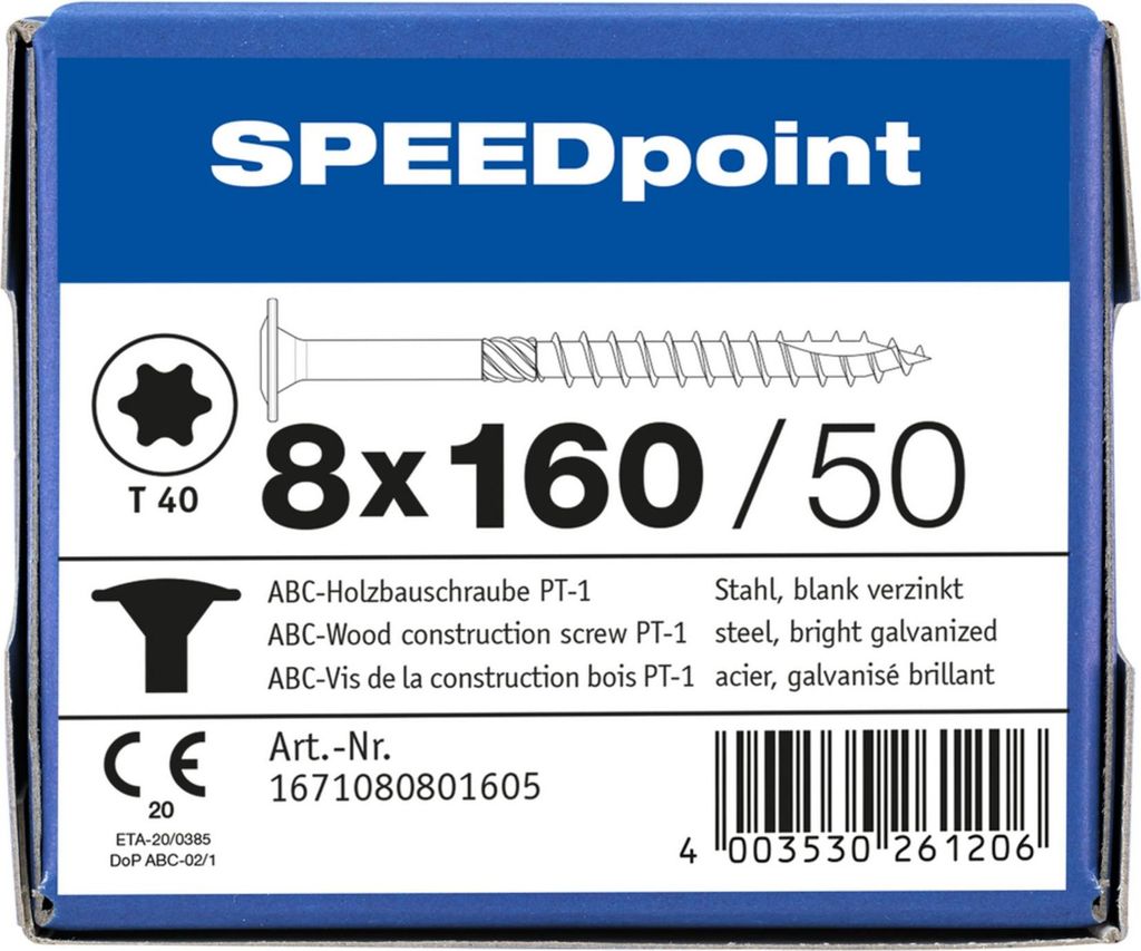 ABC SPEEDpoint Holzbauschraube Tellerkopf T40 Teilgewinde Produktbild 
