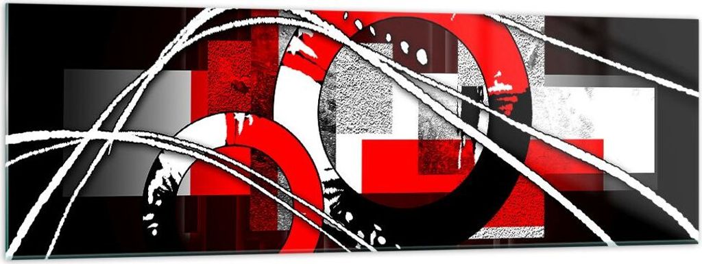 Bilder auf glas - Grafische komposition geometrisch zahlen - 160x50cm - Glasbilder - Wandbilder - Kunstdruck - Wanddekoration aus Glas - Glas Bilde...