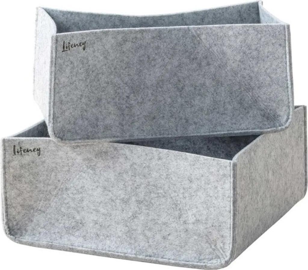 Lifeney Set de 2 Boîtes de Rangement en Feutre Gris Organize Your Closet