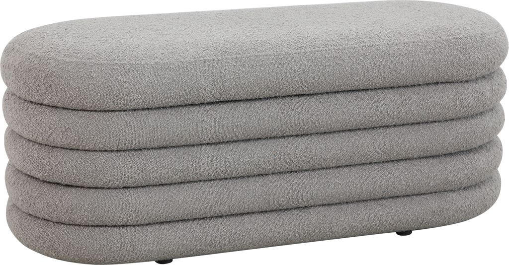 SVITA BLOSSOM XL Hocker mit Stauraum Sitzbank Sitztruhe Sitzhocker Ottomane Boucle-Bezug Hellgrau