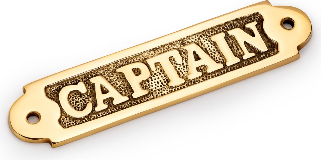 NKlaus Maritimes Türschild Captain Schriftzug aus Messing 16x3,7cm Nautische Dekoration 11763