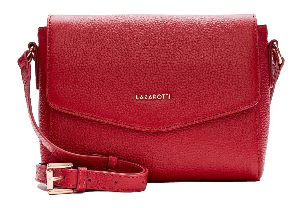 Lazarotti Leder Umhängetasche Bologna Leather Flat Crossbody Bag Red rot
