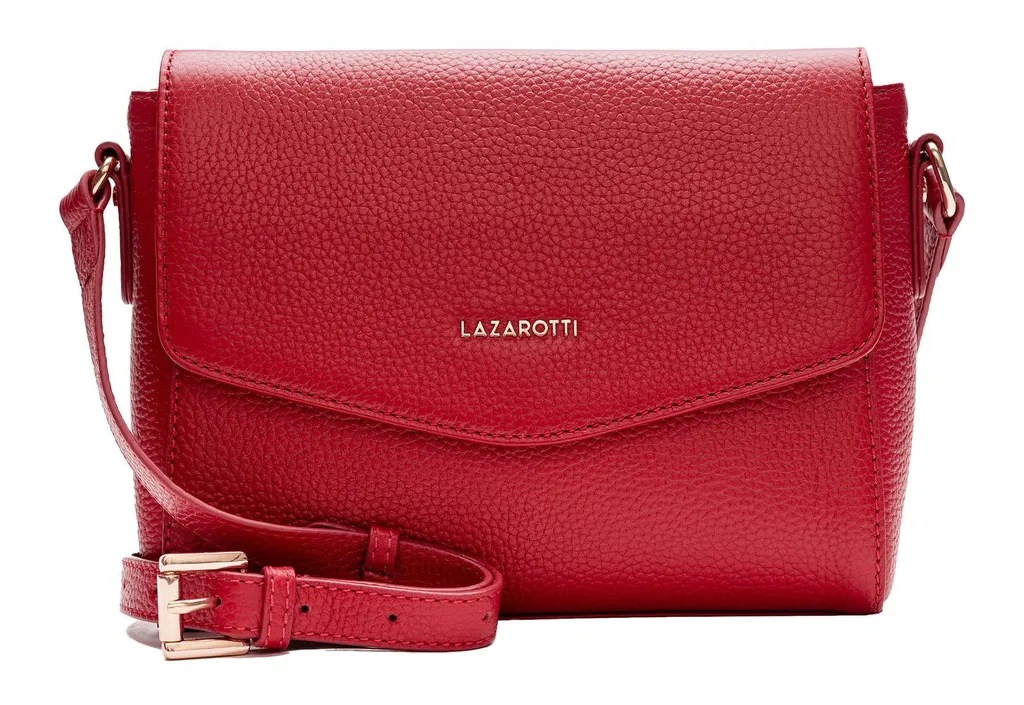 Petit Sac Bandoulière Plat en Cuir Rouge Lazarotti Bologna Elégant