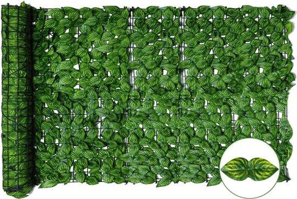 Kunstmatige klimop privacy schutting, 0.5mx3m, groene muur, nep blad, scherm voor balkon, patio, tuin