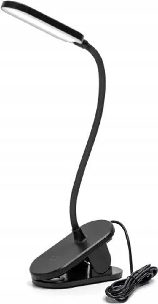 Lampe de Bureau à Clipser LED avec Col de Cygne Ajustable Noir Mat