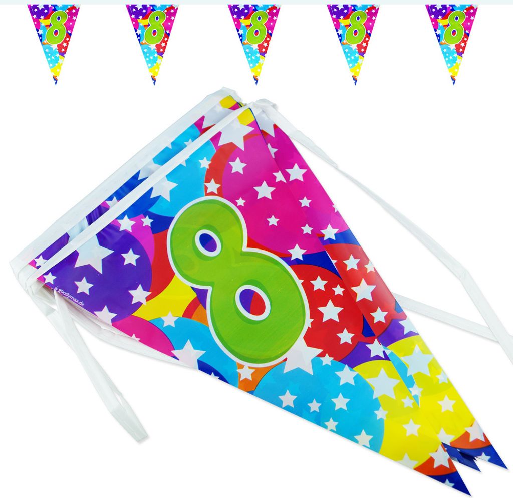 Goodymax 8. Geburtstag Wimpelkette "Bubbles" 6,8 m lang