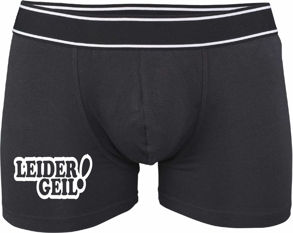 Boxershorts - Mann - Boxer-0031-man-black-v-M - schwarz - M - vorn - Leider Geil - lustiges Motiv - Spruch - Unterwäsche - Unterhose - Freizeit - ...