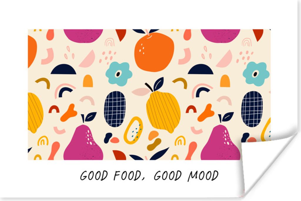 MuchoWow Poster Zitate - Sprichwörter - Gutes Essen, gute Laune - Essen 30x20 cm - Plakate - Print