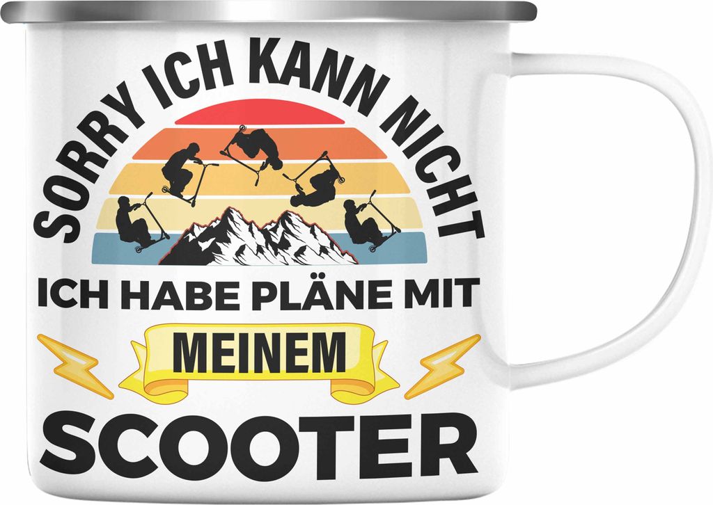Trendation - Scooter Roller Fahrer Geschenk Emaille Tasse Scooterfahrer Geschenkidee Scooting Geschenkidee Jungs Profi Scooterfahrer Pro Grafik Stu...