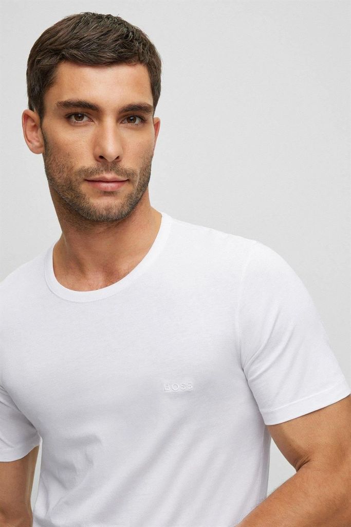 BOSS Herren T Shirt Rundhals Classic kurzarm reine Baumwolle Multipack Weiß Farbe 100 Größe XL/ 54/ 7