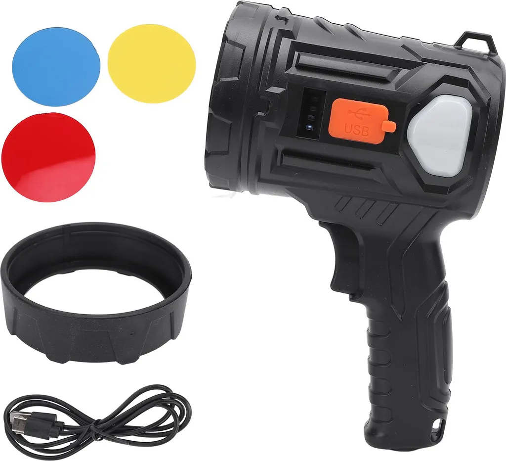 Faro LED 1200mAh Ricaricabile con Lenti: Ideale per Hobby Notturni