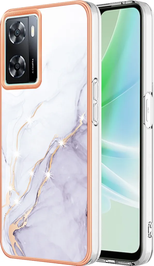 Custodia per OnePlus Nord N300, sottile marmo antiurto morbido TPU paraurti bianco