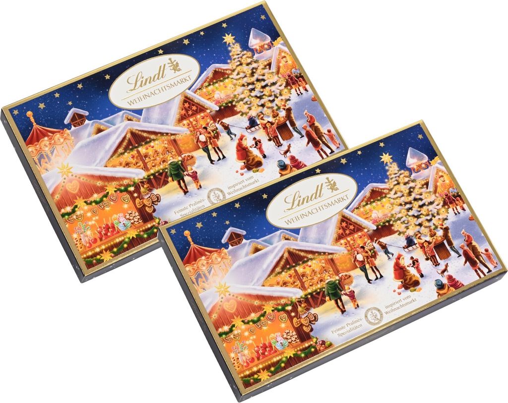 Lindt & Sprüngli Weihnachtsmarkt Schokoladen Pralinen 130g (2er Pack)