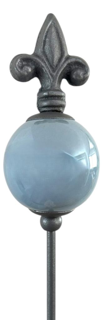 Metall Stecker französische Lilie Gartenstecker blau HELLBLAU 80cm
