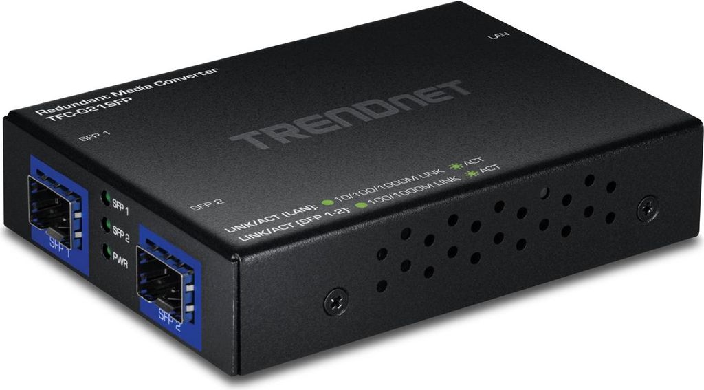 TRENDnet TFC-G21SFP Medien Konverter 1000BASE-T zu Dual SFP, Redundant Mode