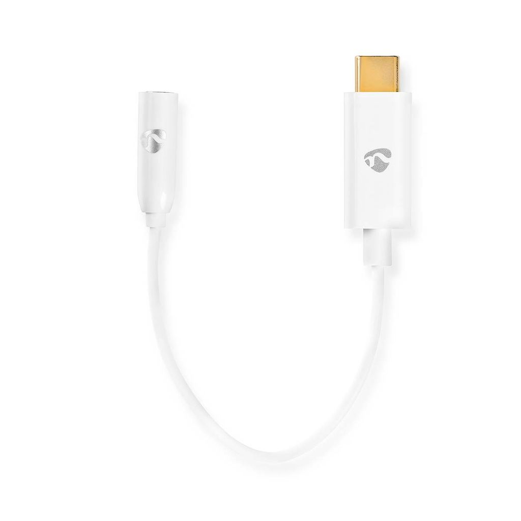 Nedis USB-Adapter | USB 3.1 | USB-C Stecker | 3.5 mm Buchse | 0.15 m | rund | Vernickelt | PVC | Weiss | Verpackung mit Sichtfenster NE550702985