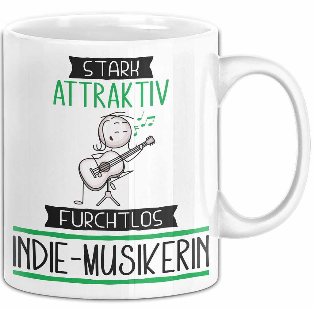 Indie-Musikerin Tasse Geschenk Becher Stark Attraktiv Furchtlos Indie-Musikerin Lustige Geschenkidee (Weiß)