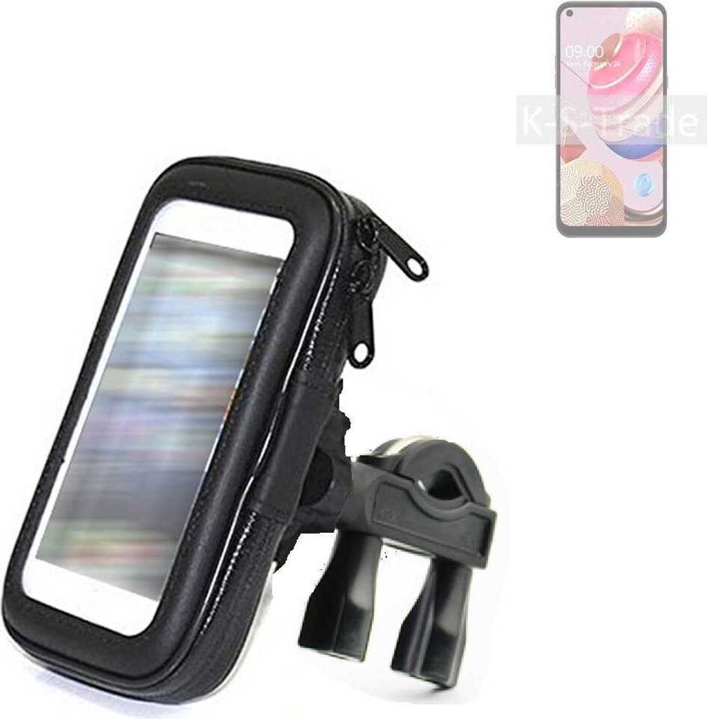 K-S-Trade Fahrrad-Halterung kompatibel mit LG Electronics K51S Handy-Halterung Halter Lenkstange Fahrradhalterung Motorrad Bike Mount Wasserabweisend