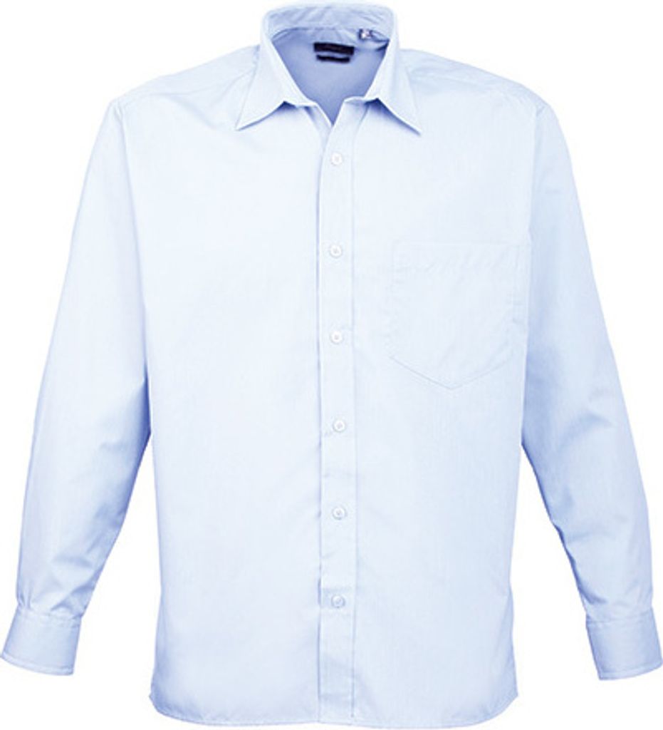 Premier Workwear Herren Popeline Hemd langarm PR200 light blue 47 (18H)