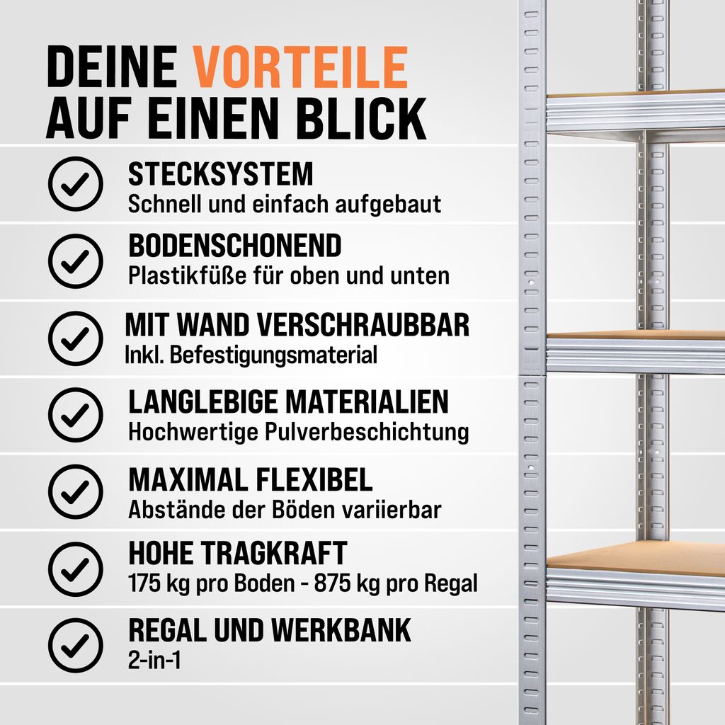 MONZANA® 2x regał do dużych obciążeń 180x90x40cm Materiał Zdjęcie produktu 6