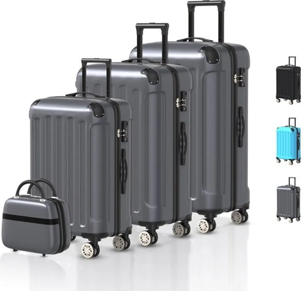 Set de valises rigides Voyage 4 pièces Gris anthracite formats assortis