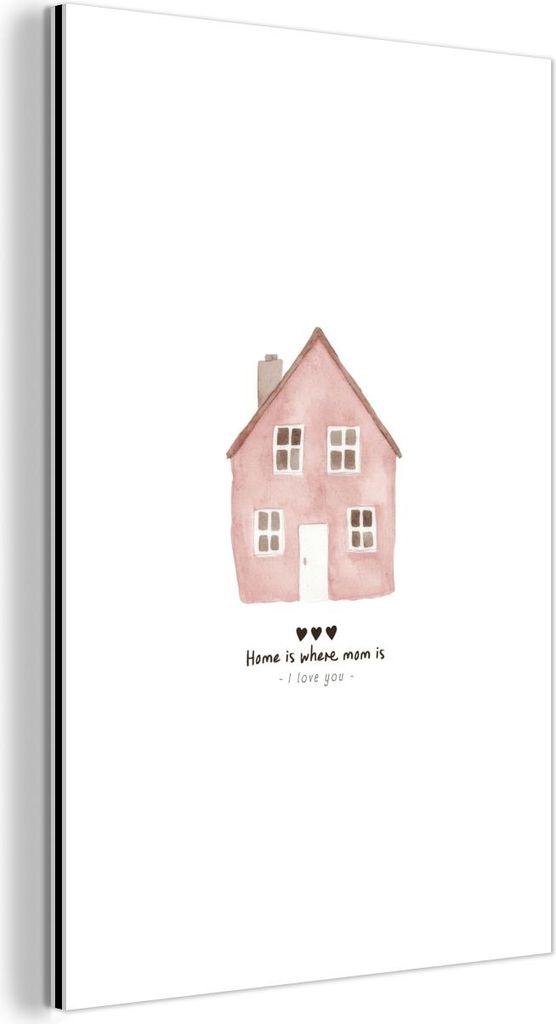 MuchoWow Wanddekoration Metall Metallbild Wandkunst 60x90 cm Landhaus - Rosa - Zitat - Mutter MuchoWow Aluminium Gemälde - Wandbilder - Aluminium