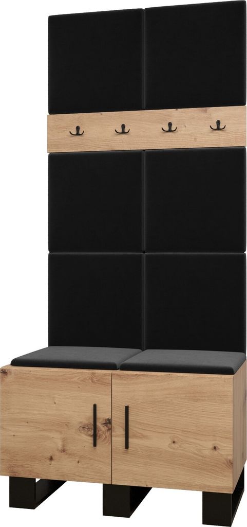 Garderobe ARTIN Set 4 mit gepolsterten Paneelen Industrial Design