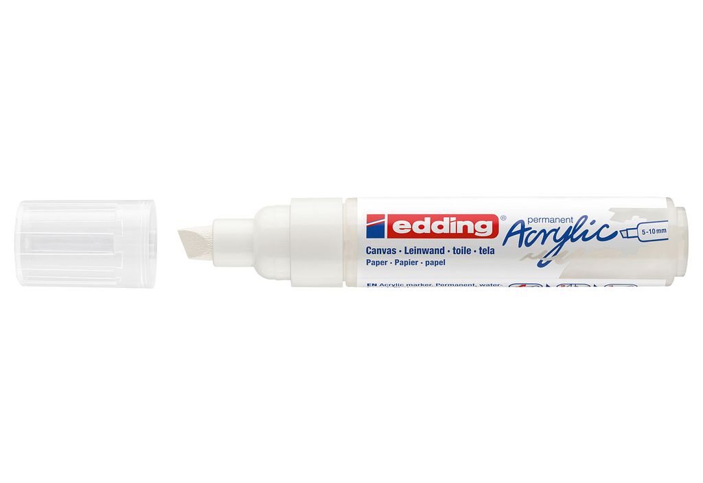 Edding 5000 Acrylmarker Breit, Weiß, Meißel, Weiß, Produktbild 