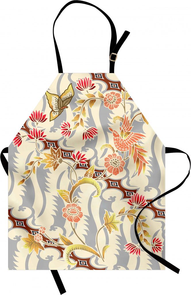 ABAKUHAUS Batik Kochschürze, Japanischer Garten inspirierte wirbelnde Frühlings-Blumen entwerfen in den weichen Farben Illustration, Schmutz und ...