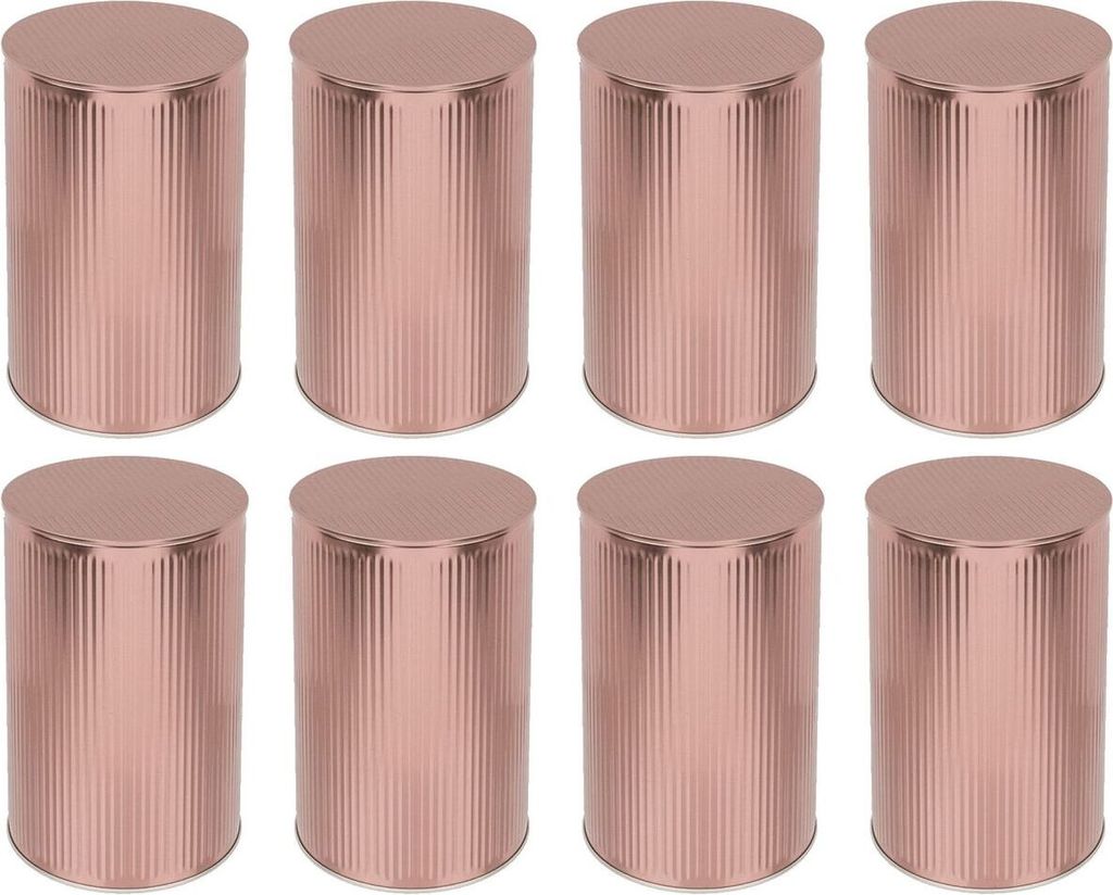 Vorratsdosen aus gestreiftem Blech 8er-Set in Bronze, Silber oder Gold
