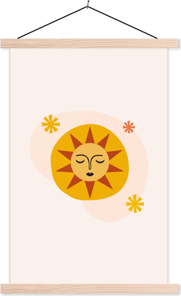 MuchoWow Textilposter Sonne - Sommer - Abstrakt 40x60 cm mit holzfarbenen Rahmen - Poster
