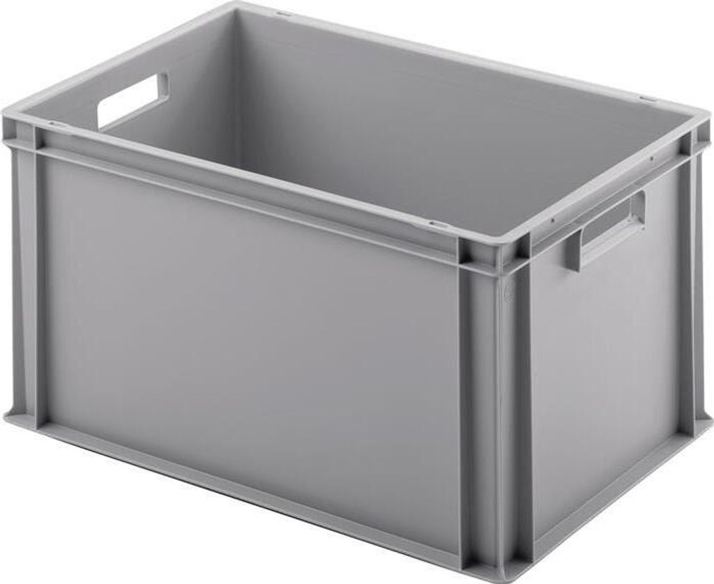 Transportstapelbehälter L600xB400xH320mm o.Deckel hellgrau PP offene Durchgriffe