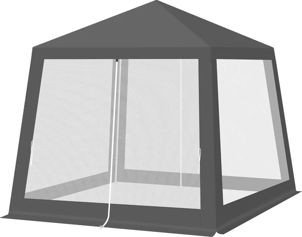 Pavillon de jardin 3x3 m gris avec moustiquaire et montage facile