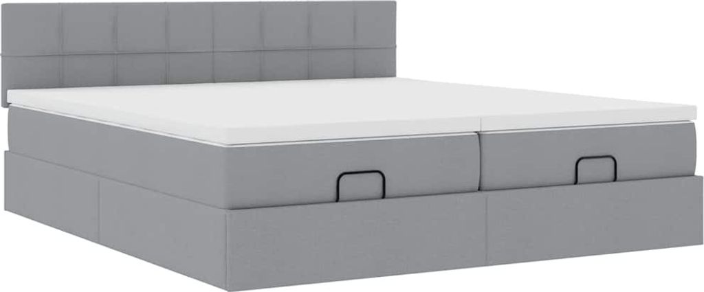 Ottoman-Bett mit Matratzen Hellgrau 160x200 cm Stoff