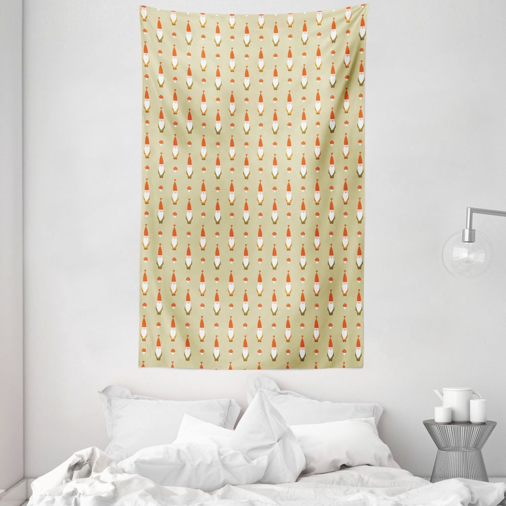 ABAKUHAUS Gnom Wandteppich und Tagesdecke, Lustige Elf mit Bart aus Weiches Mikrofaser Stoff Waschbar ohne Verblassen Digitaldruck, 140 x 230 cm, B...