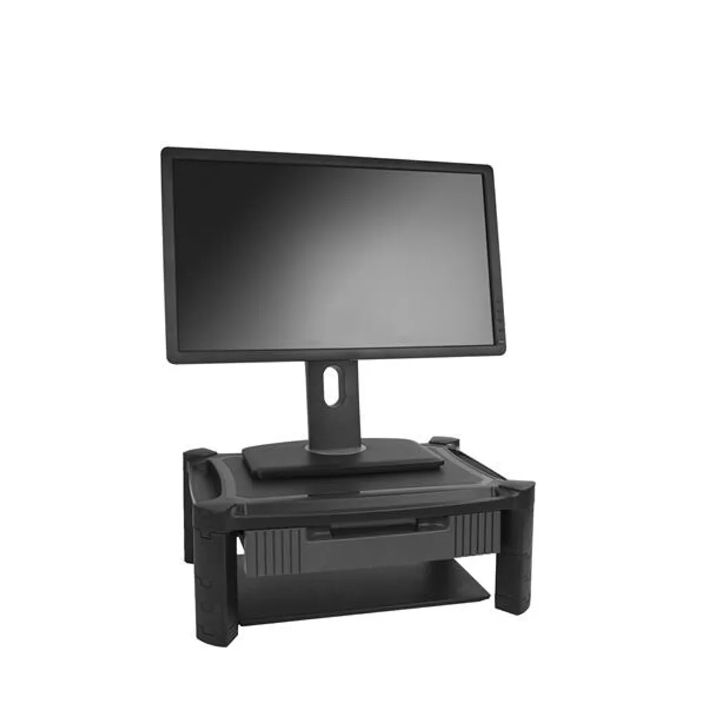 Support de Moniteur Ajustable avec Tiroir Coulissant et Pieds Robustes - 2
