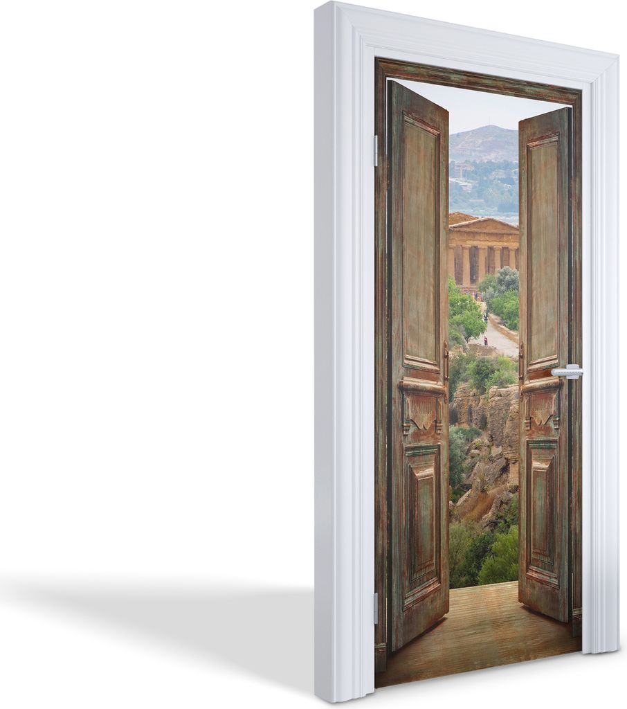 Selbstklebende Türfolien Kreativ Türtapeten Wandsticker - Das offene Tor der Antike - 95 x 205 cm