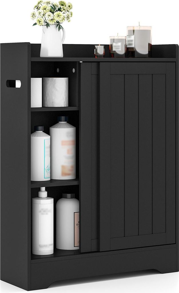 COSTWAY Badezimmerschrank, Nischenschrank mit Schiebetüren, Produktbild 